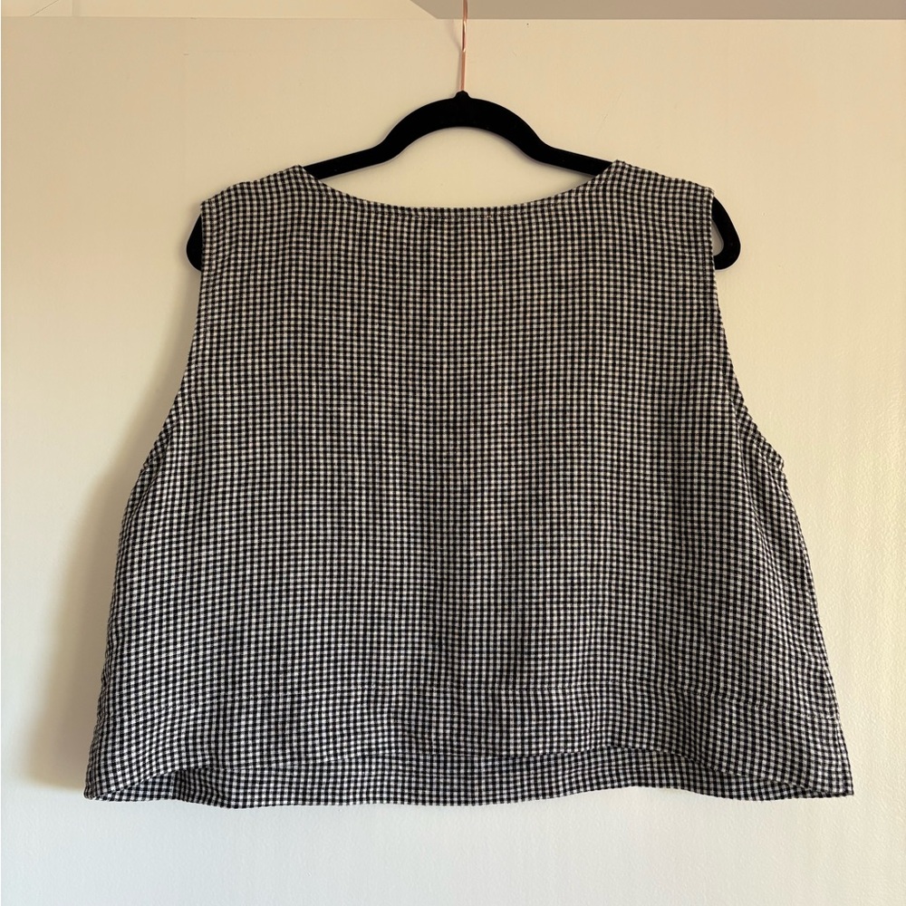 Gillian Stevens Finley Top Gingham Noir Size 2 Medium Large Linen Crop Top Tank - Picture 5 of 10